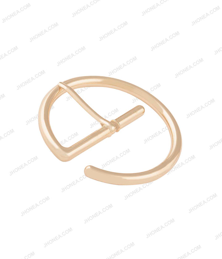 Superior Shiny Gold Western Style Round Shape Prong Belt Buckle