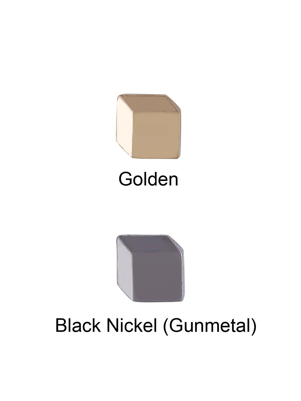 Shiny Golden & Black Nickel (Gunmetal) Cube Shape 10mm (16L) downhole party wear shirt button - Jhonea Accessories
