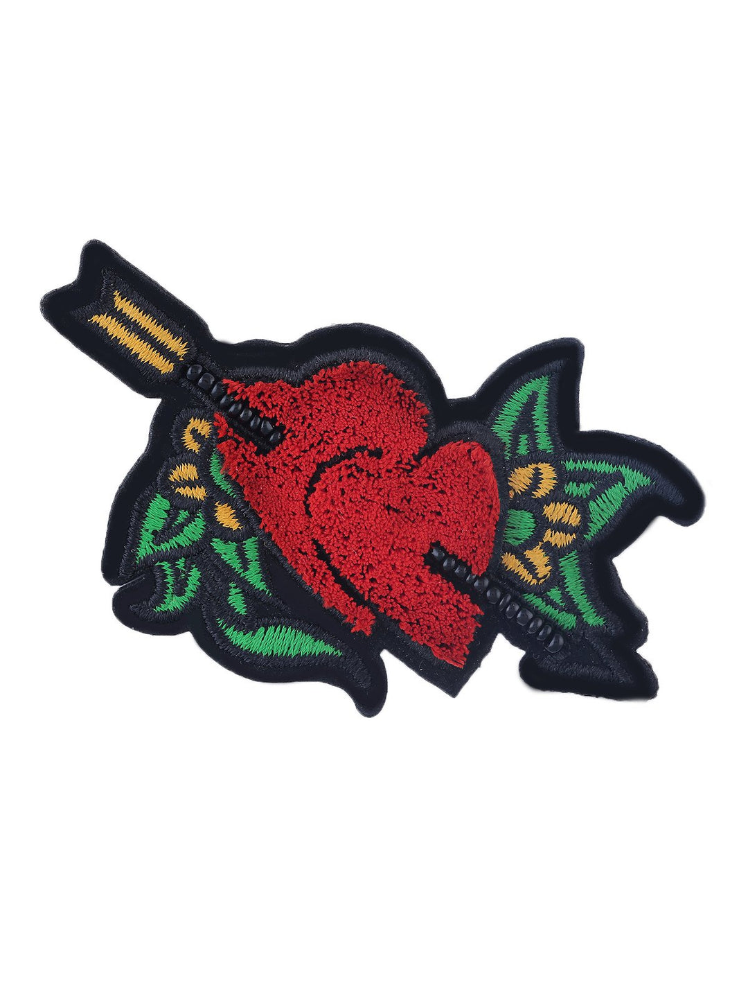 Gorgeous Embroidered Sew On Beaded Red Cupid Heart & Arrow Patch