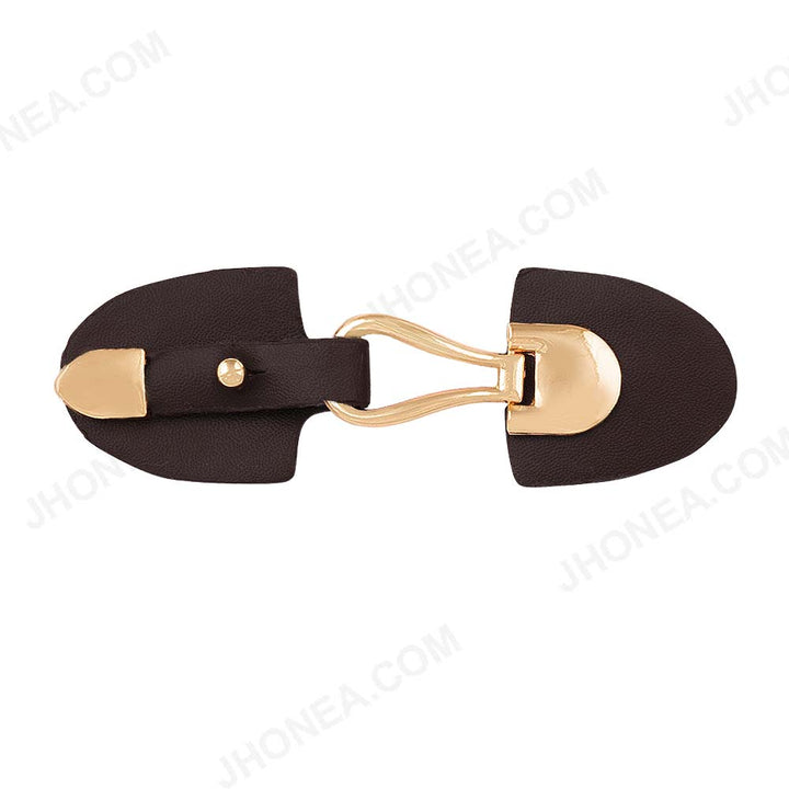 Shiny Gold with Brown PU Embellishment Clasp for Suits