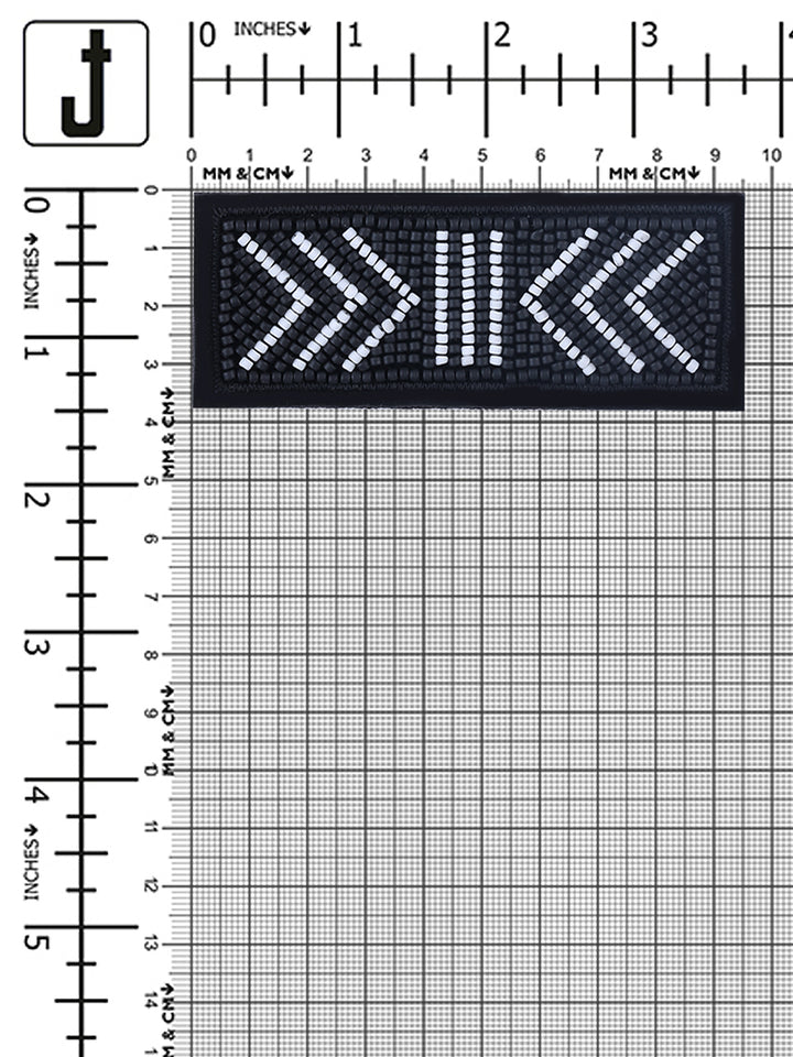 Black & White Rectangle Shape Beaded Patch
