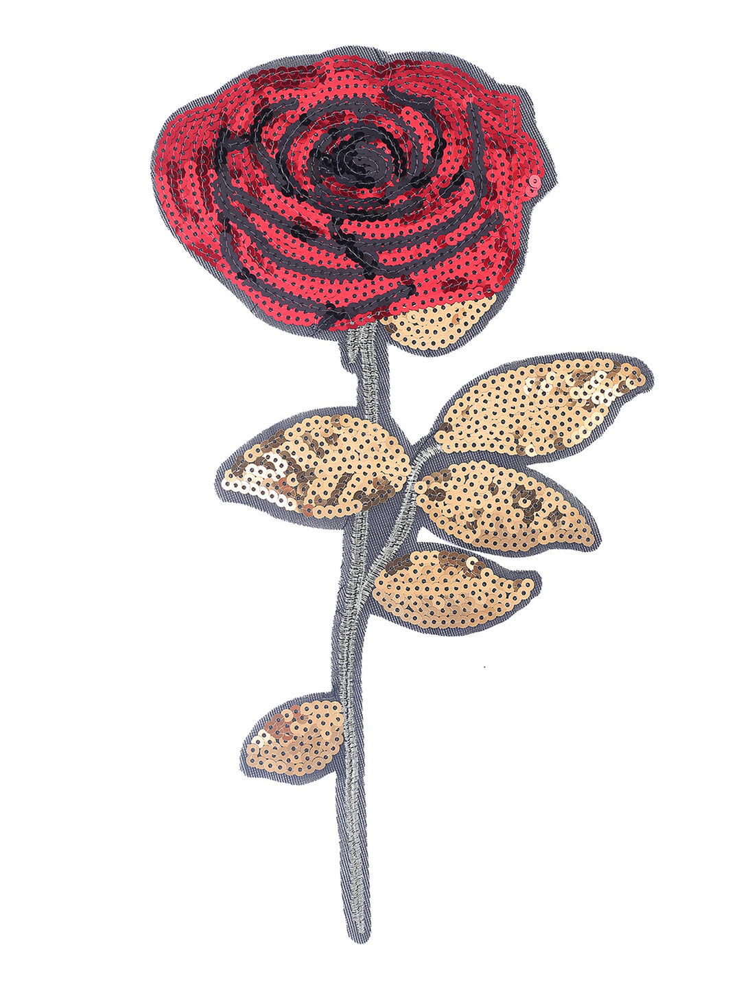 Charming Big Wide Red Rose Flower Sequins Patch