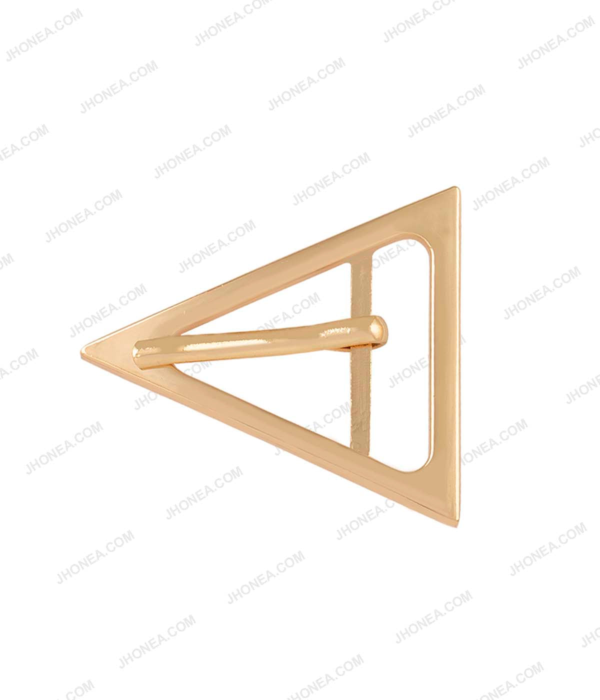 Triangle Geometric Structure Prong Belt Buckle in Shiny Gold Colour for Western Dresses