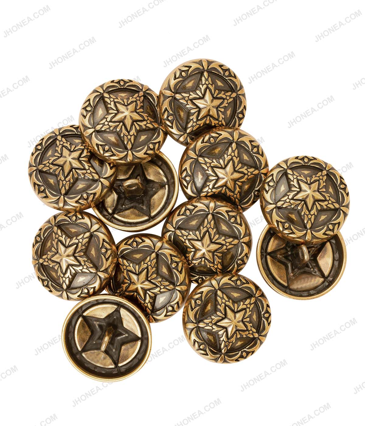 Premium Antique Vintage Star Design Metal Buttons for Coats in Antique Gold Color