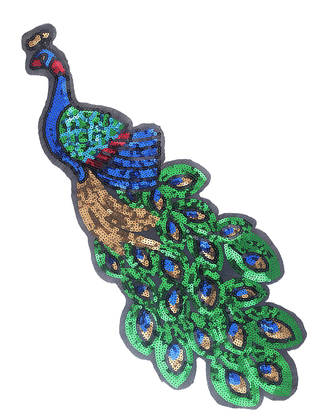 Wide Big Gorgeous Peacock bird Sequins Patch