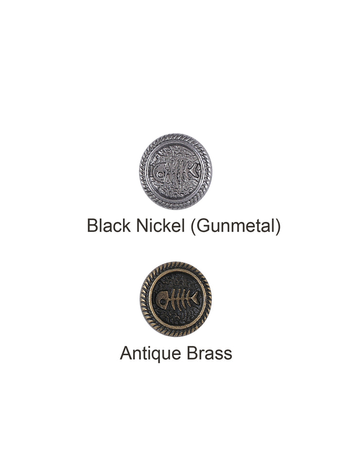 Engraved Round Shape 8mm (12L) Gunmetal & Antique Brass Shirt/kurta Downhole Metal Button
