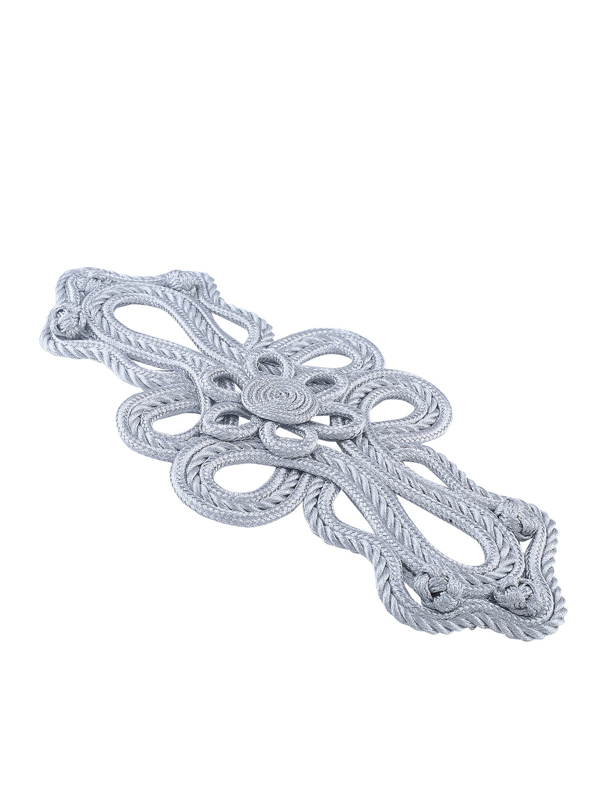 Braided Cord Shiny Metallic Silver Patch