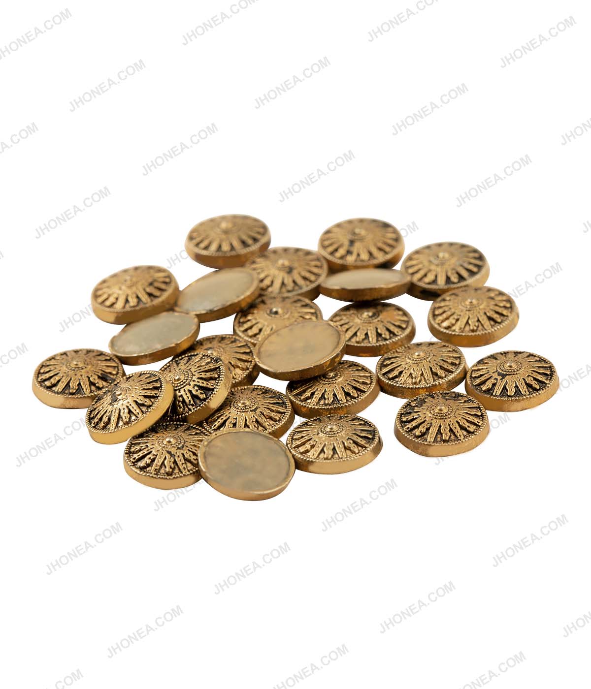 Small Round Antique Gold Color Hotfix for Indo-Western Dress