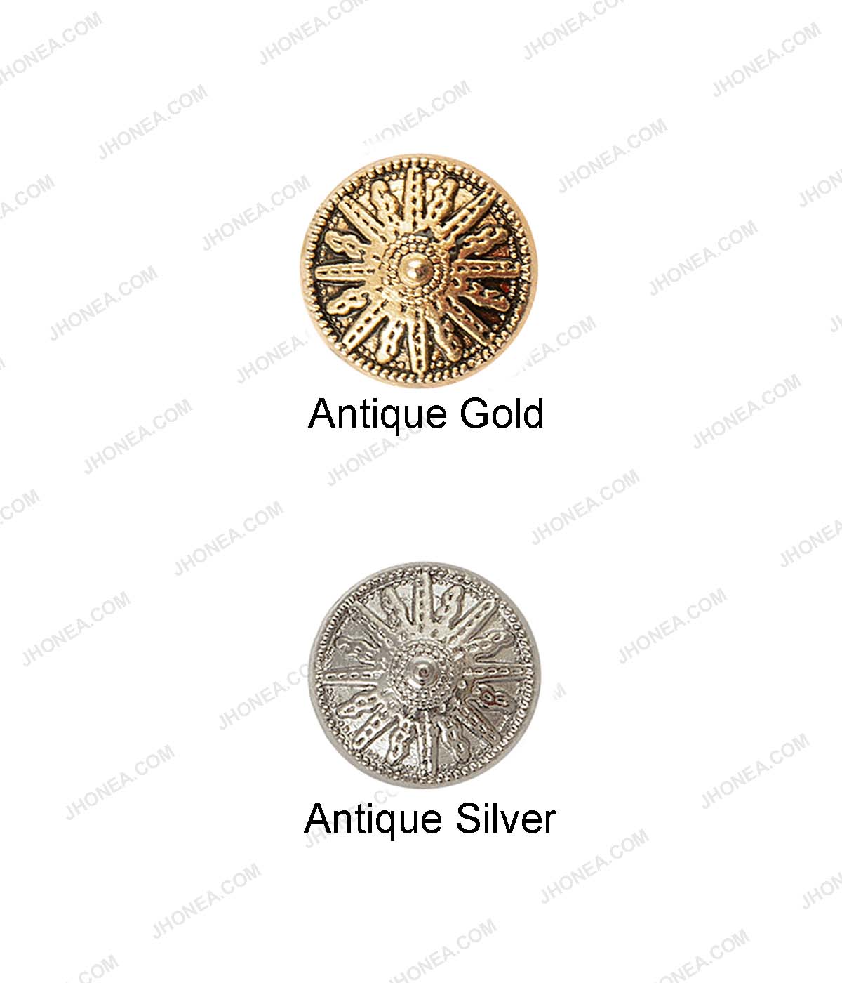 Small Round Antique Gold/Silver Color Hotfix for Indo-Western Dress