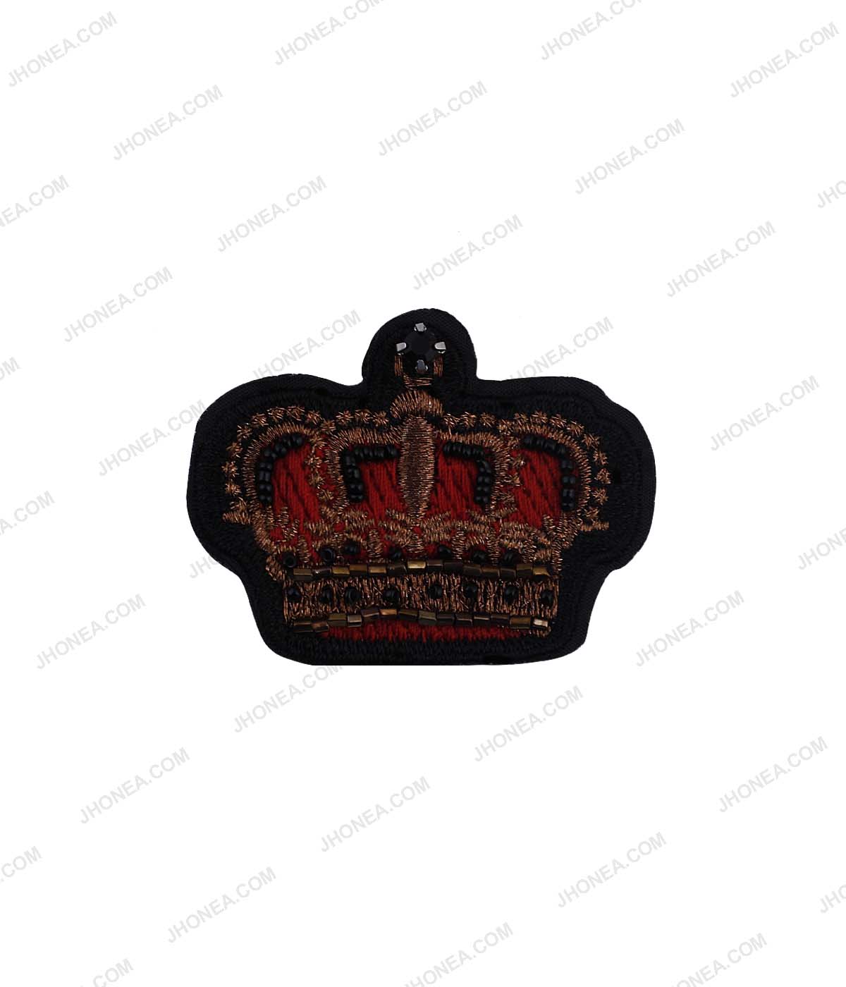 Small Embroidered Beaded Crown Patch