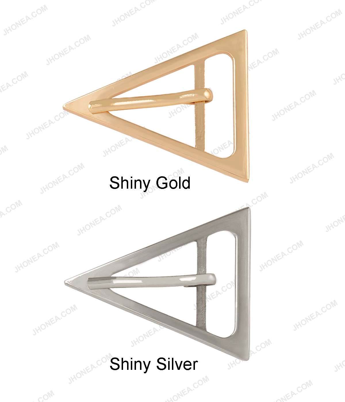 Triangle Geometric Structure Prong Belt Buckle in Shiny Gold/Shiny Silver Colour for Western Dresses