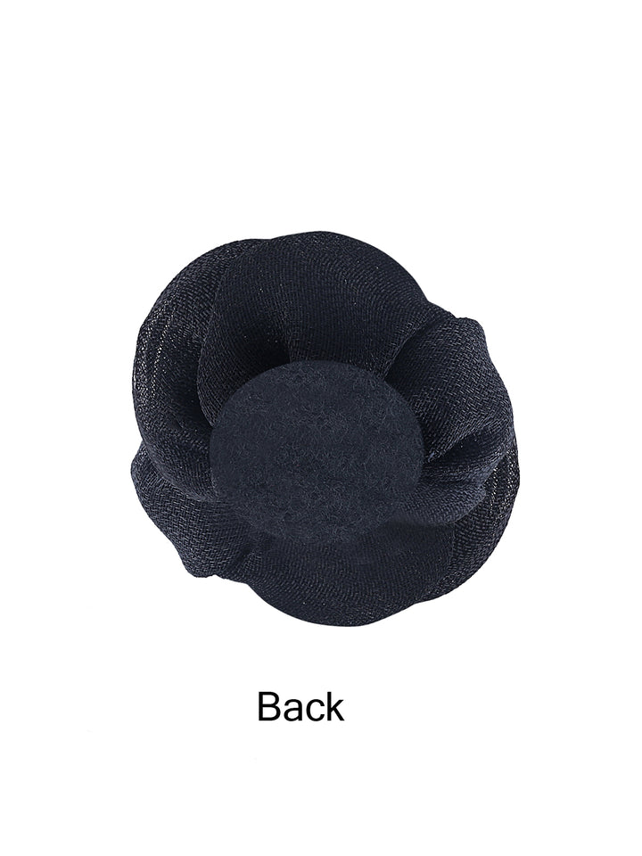 Adorning Black Applique Stiff Net Fabric Flower
