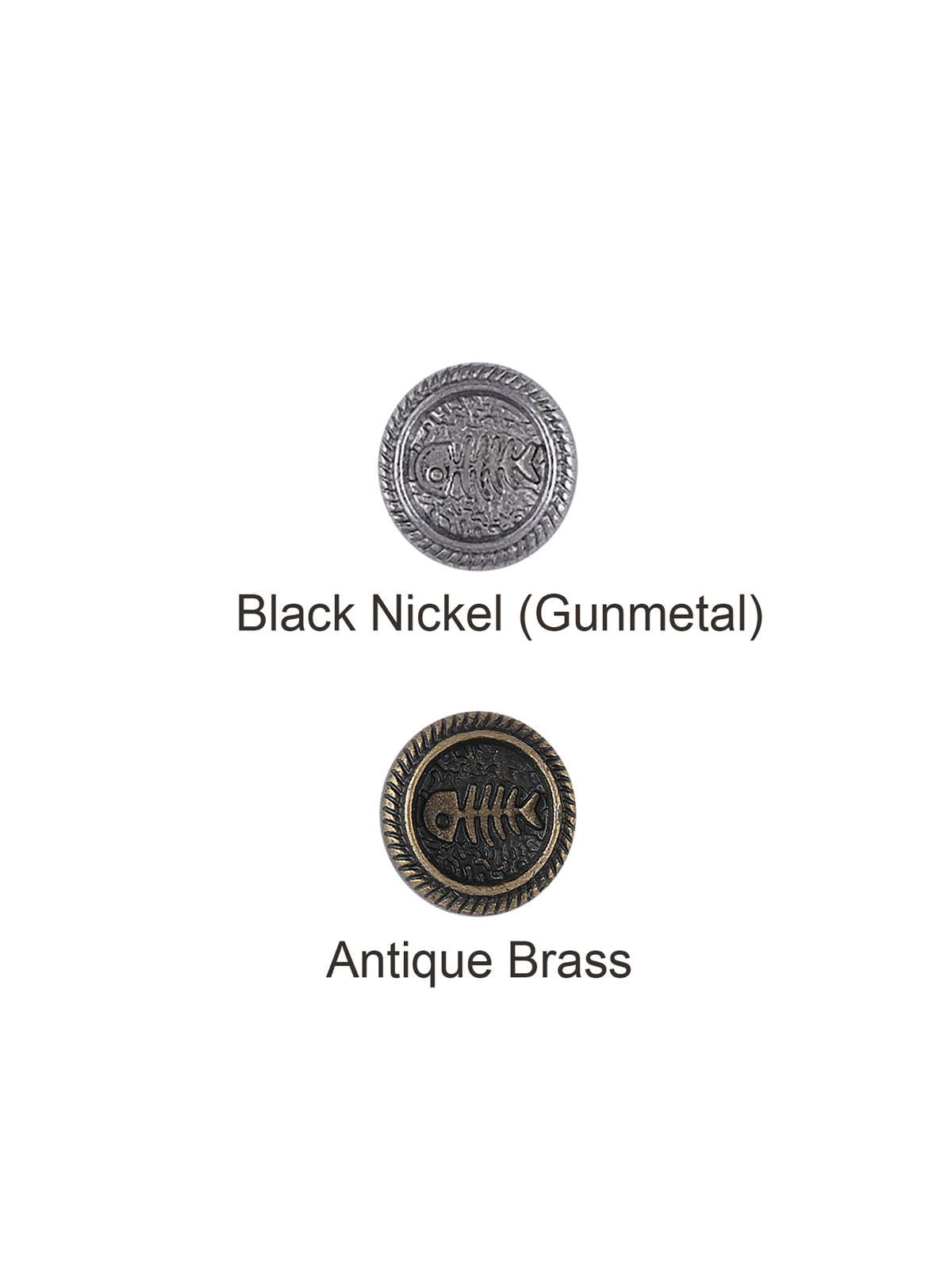 Engraved Round Shape 8mm (12L) black nickel (gunmetal) & antique brass Shirt/kurta downhole metal Button