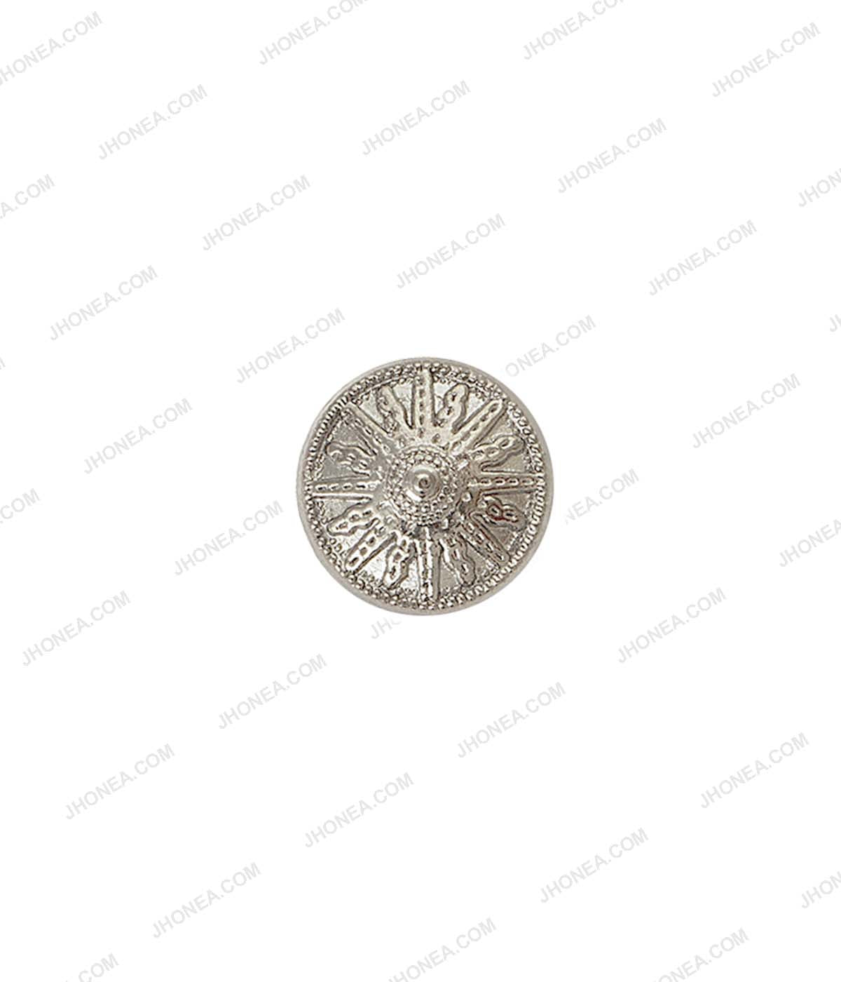 Small Round Antique Silver Color Hotfix for Indo-Western Dress