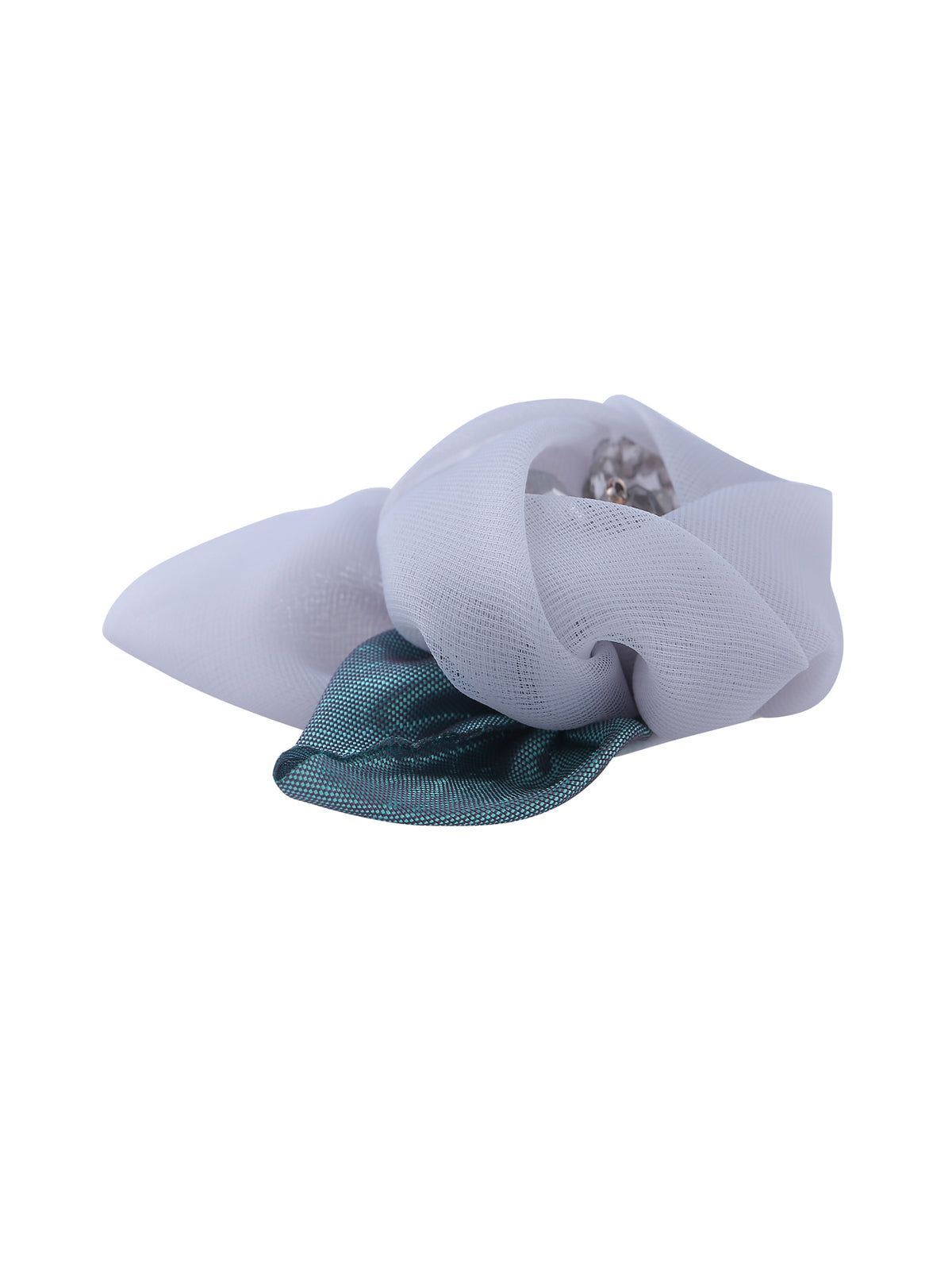 Classic Grey Net Fabric Flower with Beaded Stamens