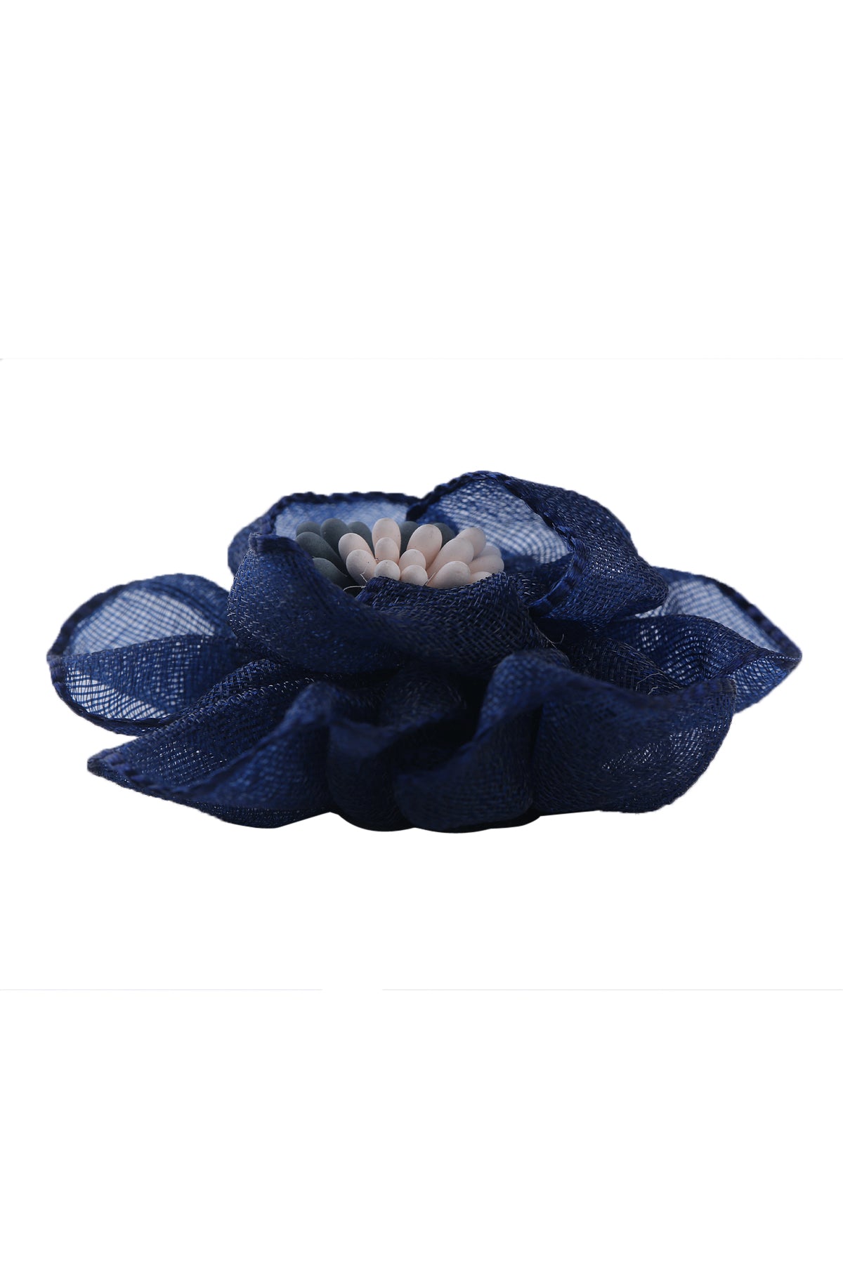 Pretty Navy Blue Handmade Net Fabric Flower