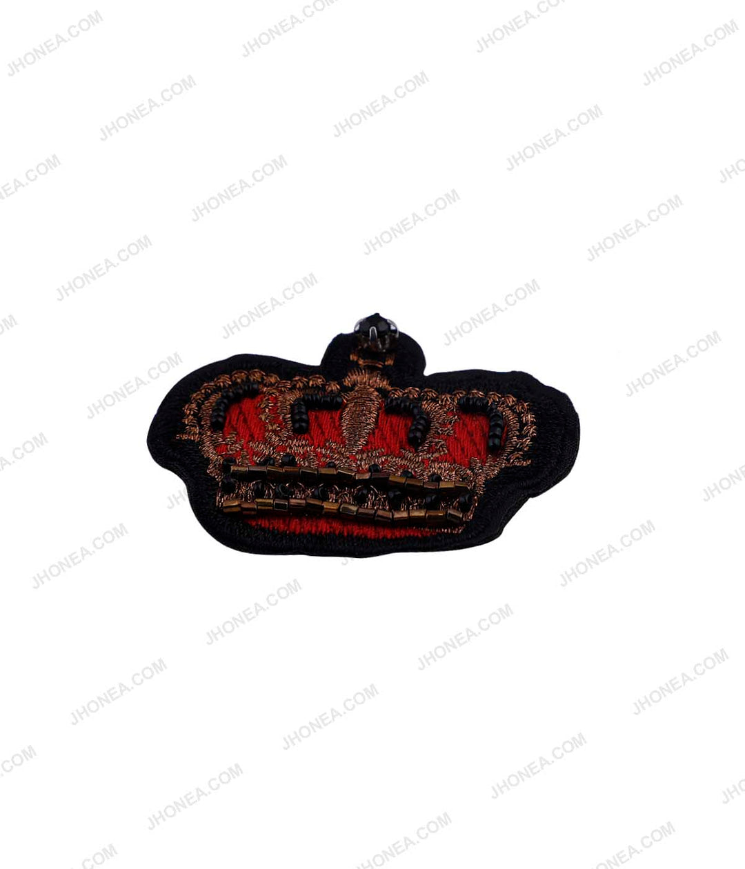 Small Embroidered Beaded Crown Patch