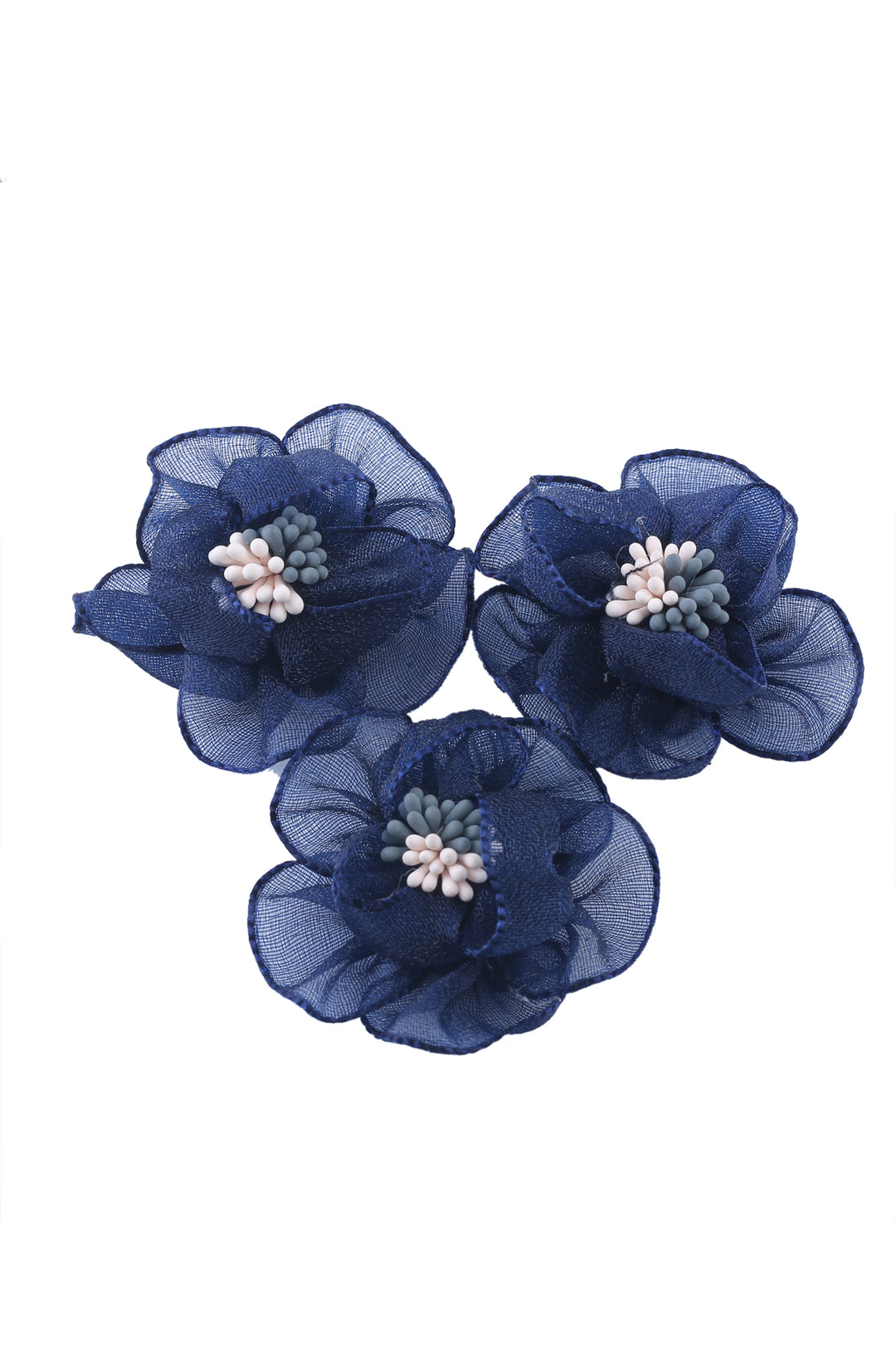 Pretty Navy Blue Handmade Net Fabric Flower