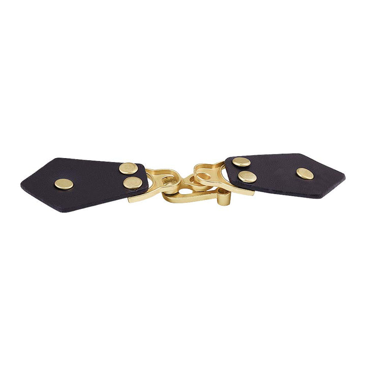 Distinctive Black with Bright Matte Gold Hook & Latch Design Belt Buckle