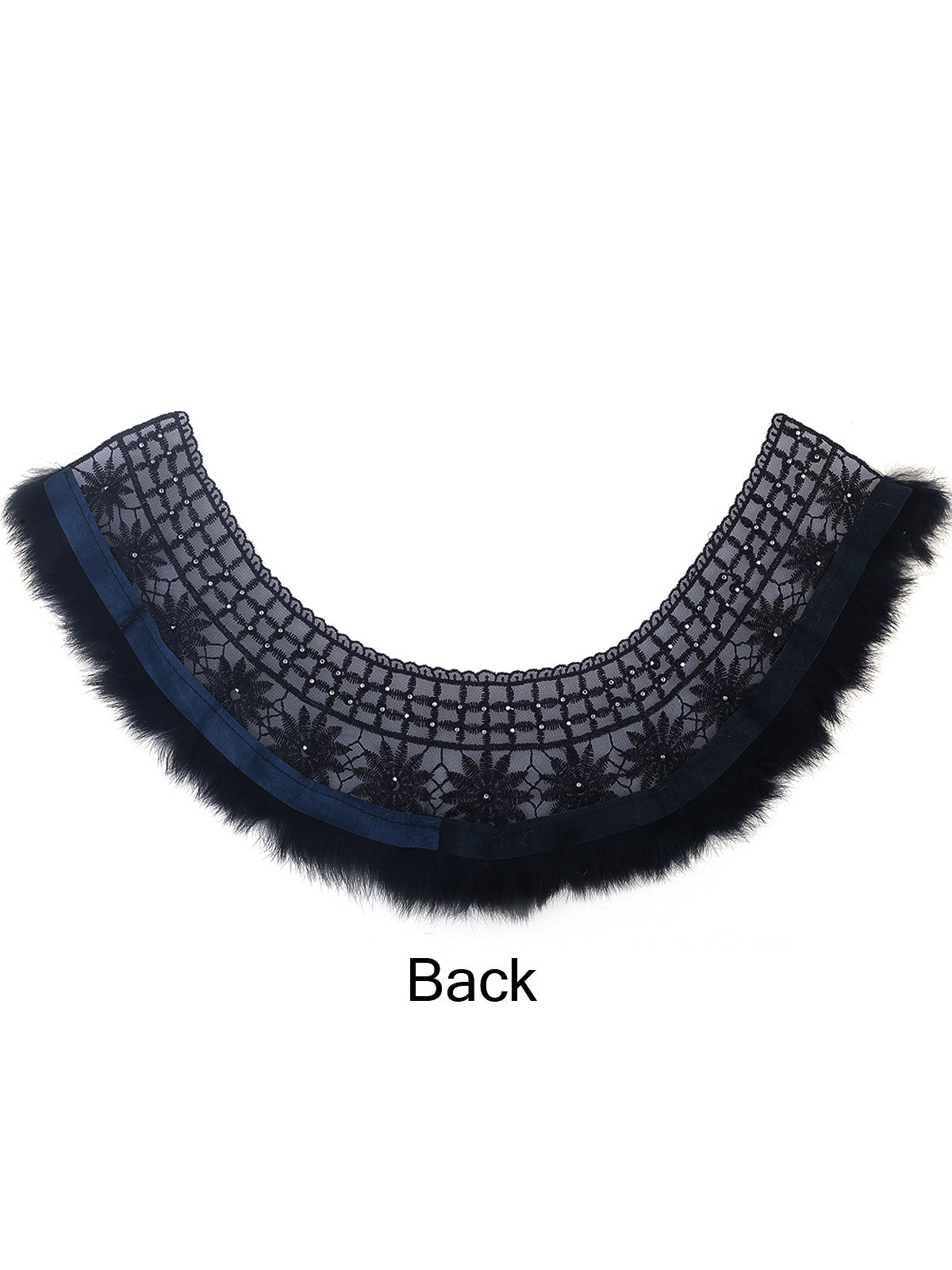 Designer Black Embroidery Beaded Neck with Faux Fur Edge