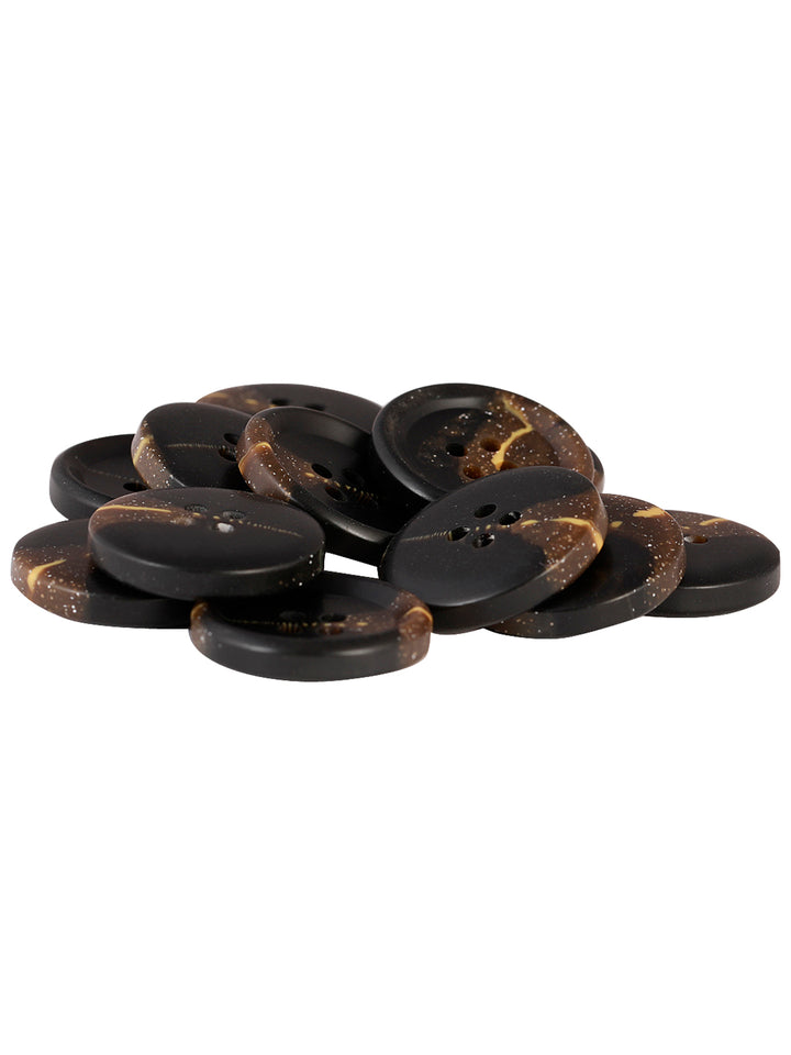 Shaded Horn Effect Round Shape Dark Brown Color Coat Button