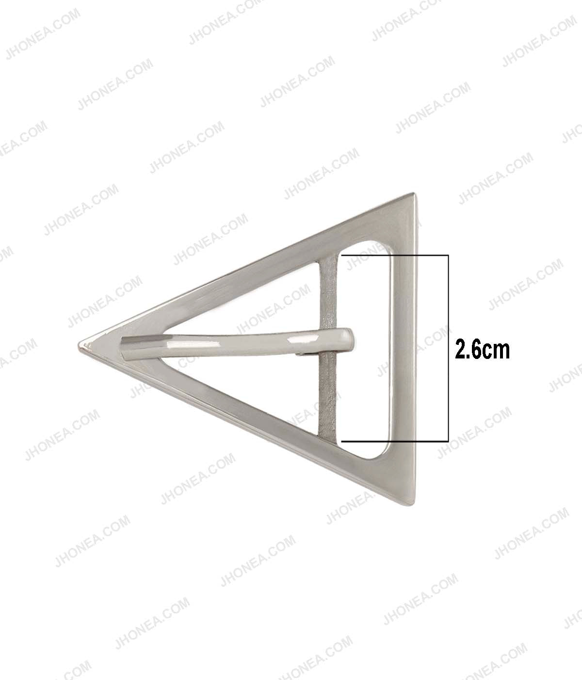 Triangle Geometric Structure Prong Belt Buckle in Shiny Silver Colour for Western Dresses