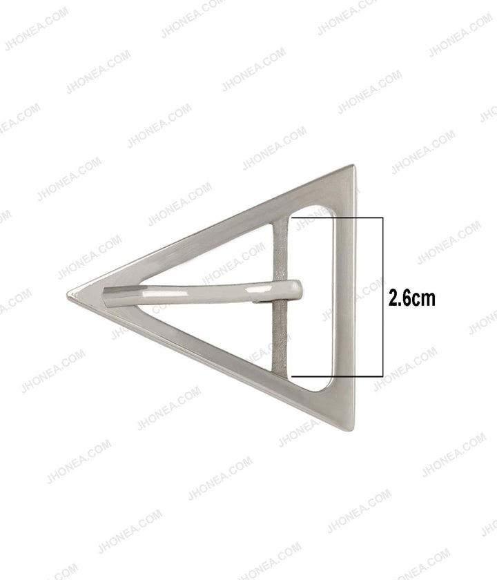Triangle Geometric Structure Prong Belt Buckle in Shiny Silver Colour for Western Dresses