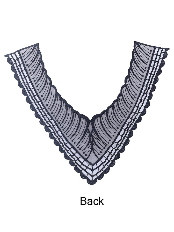 'V' Shape Black Embroidery Neck - Jhonea Accessories