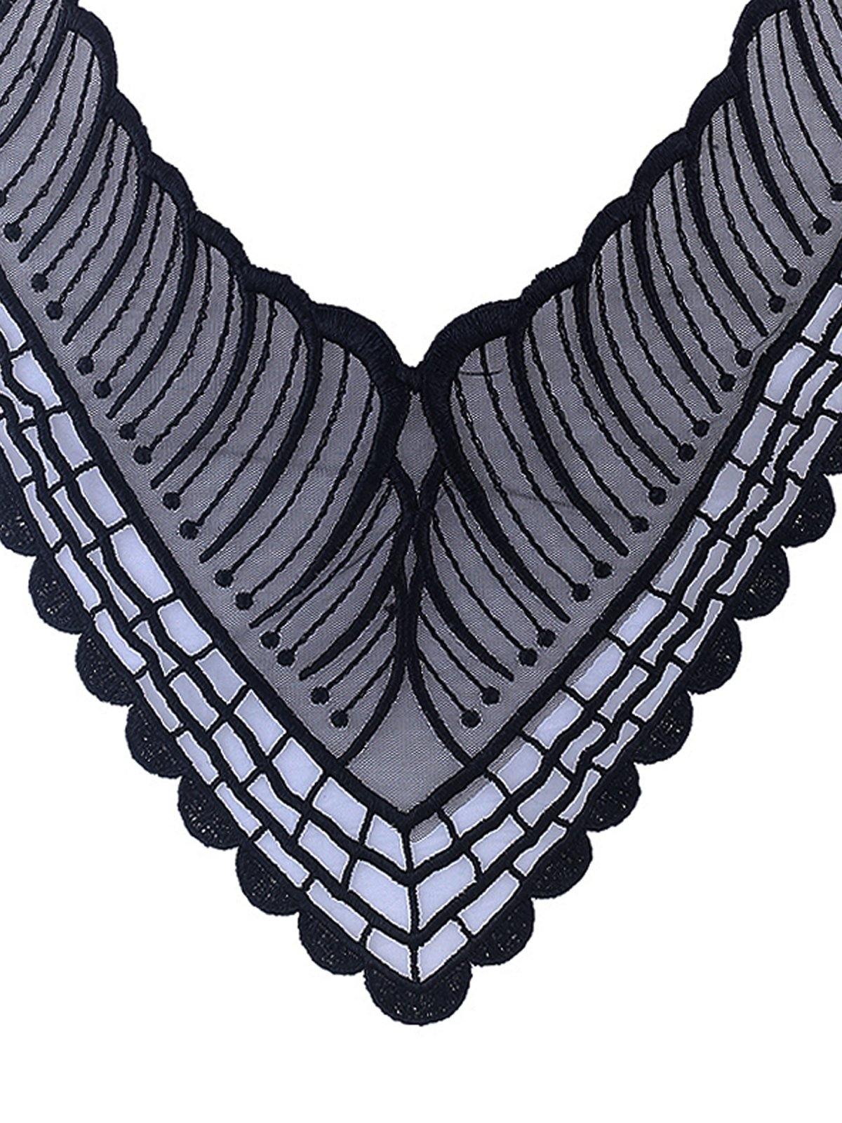 'V' Shape Black Embroidery Neck - Jhonea Accessories
