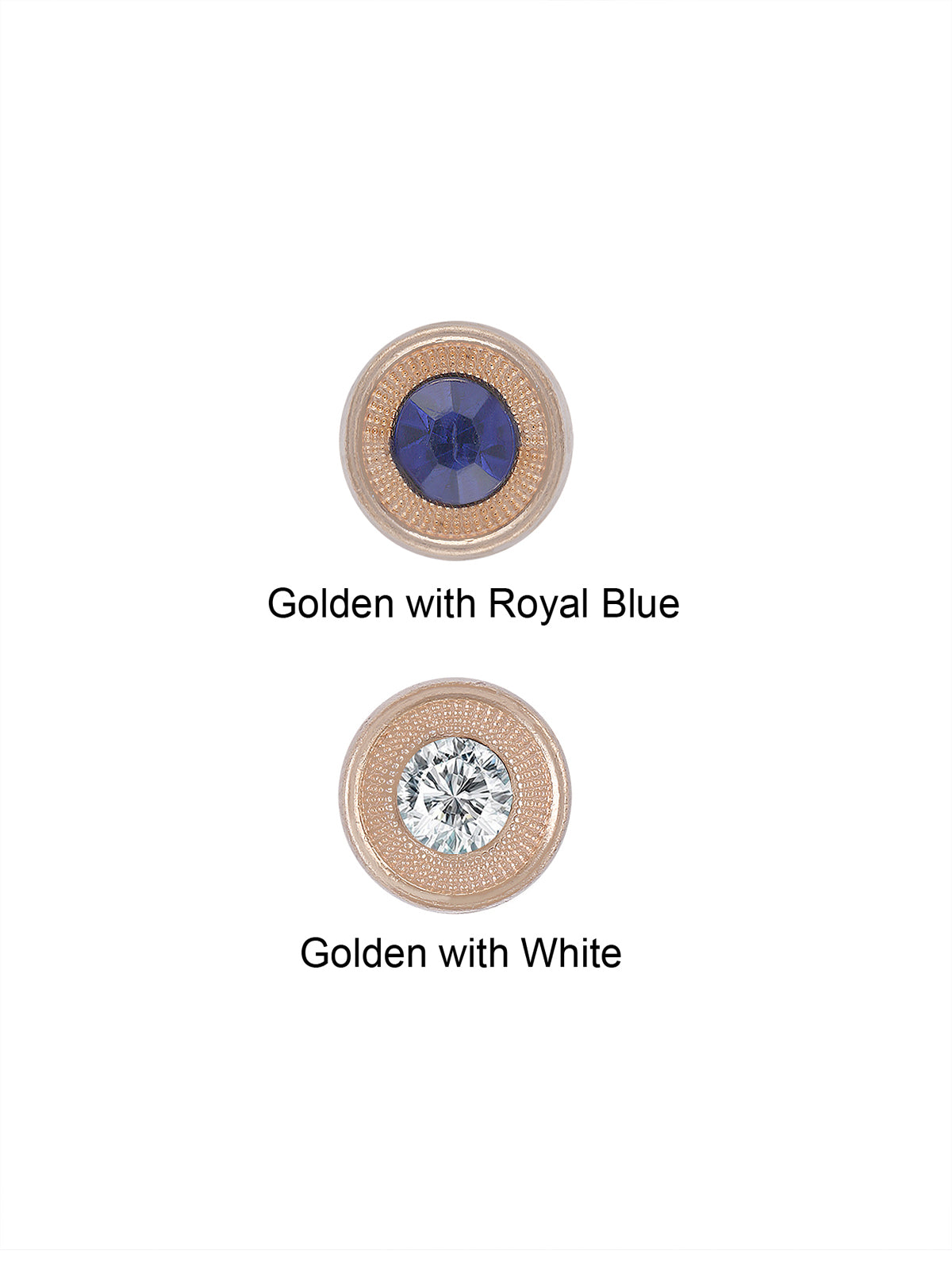 Round Shape 10mm (16L) Golden with Royal Blue Diamond & Golden with White Diamond Downhole Kurta Button