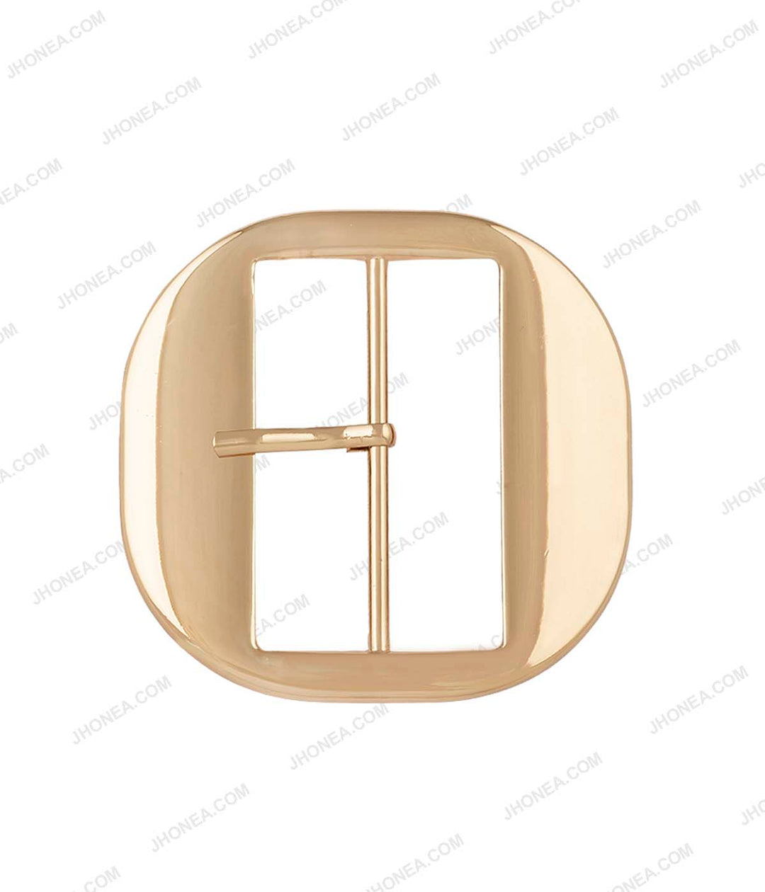 Shiny Gold Color Smooth Fancy Rounded Square Frame Belt Buckle with Prong