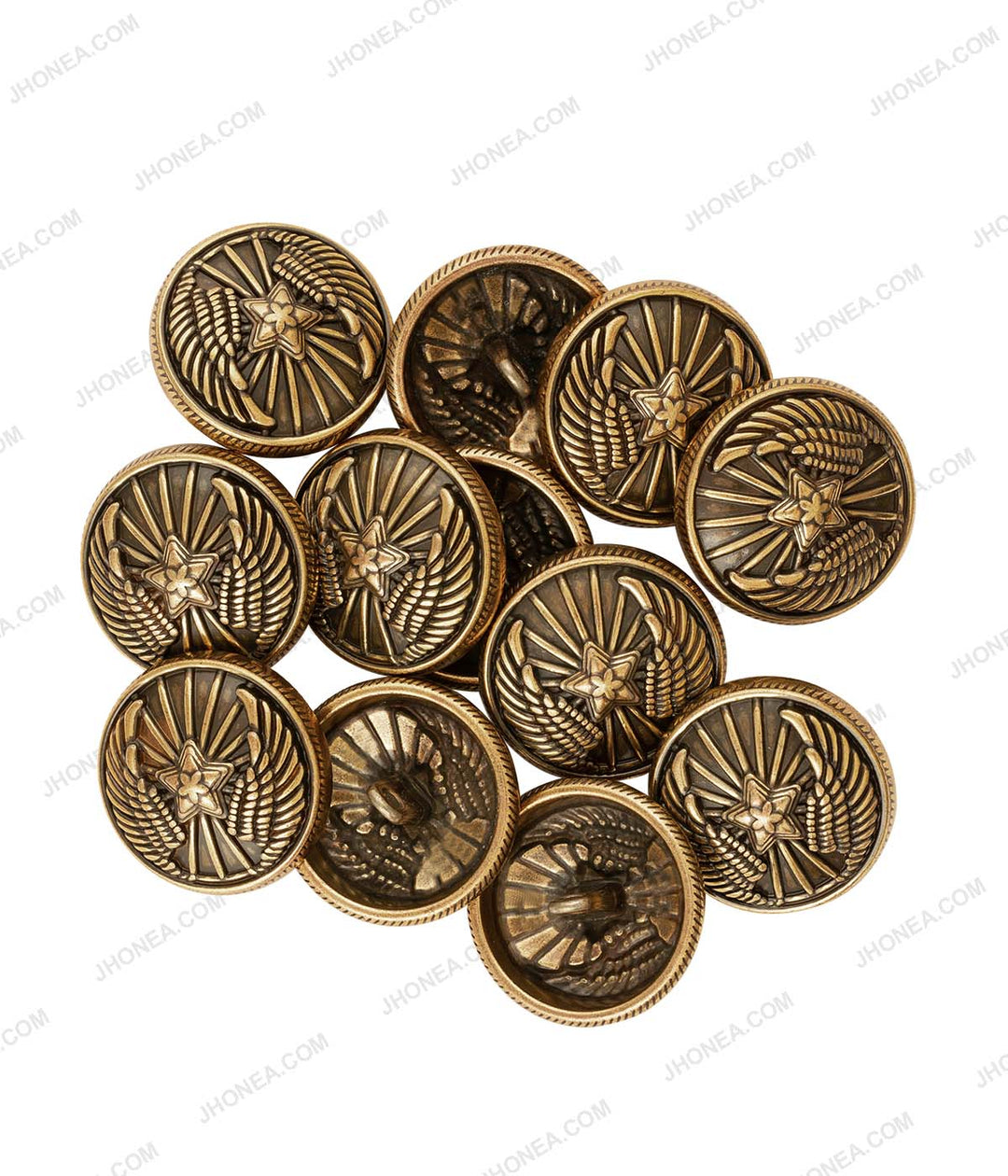 Premium Antique Vintage Winged Star Design Buttons for Jackets in Antique Gold Color