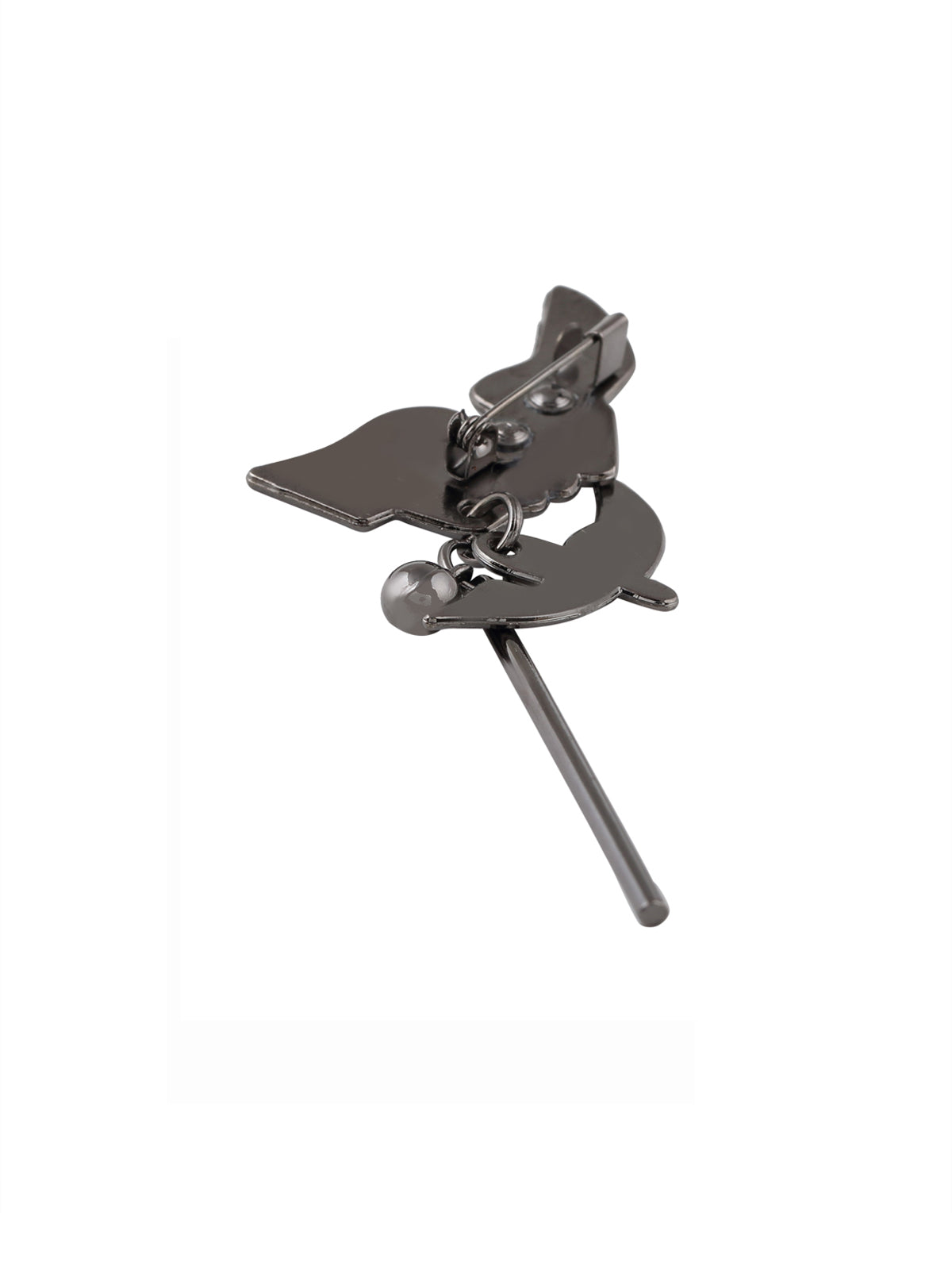 Shiny Gunmetal Keychain Design Classic Pin Brooch