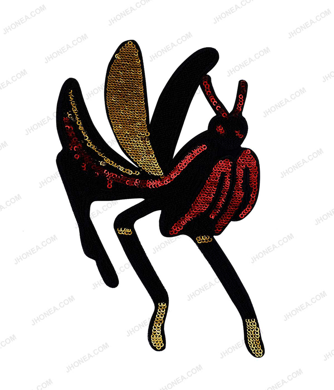Grasshopper Insect Embroidered Applique Sequins Patch