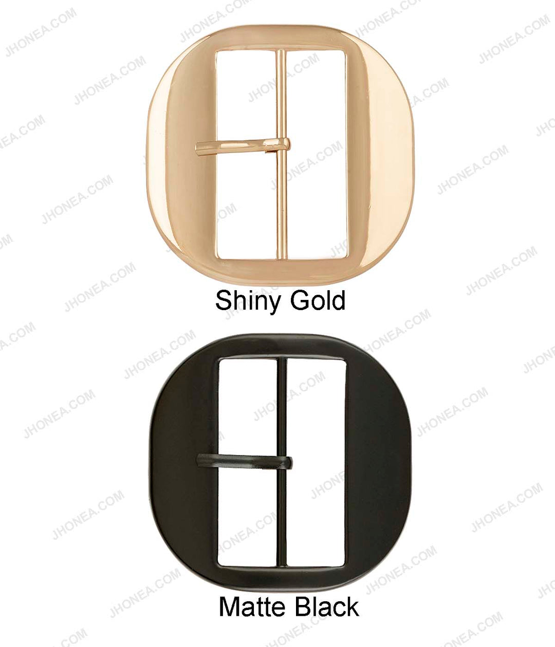 Shiny Gold/Matte Black Color Smooth Fancy Rounded Square Frame Belt Buckle with Prong