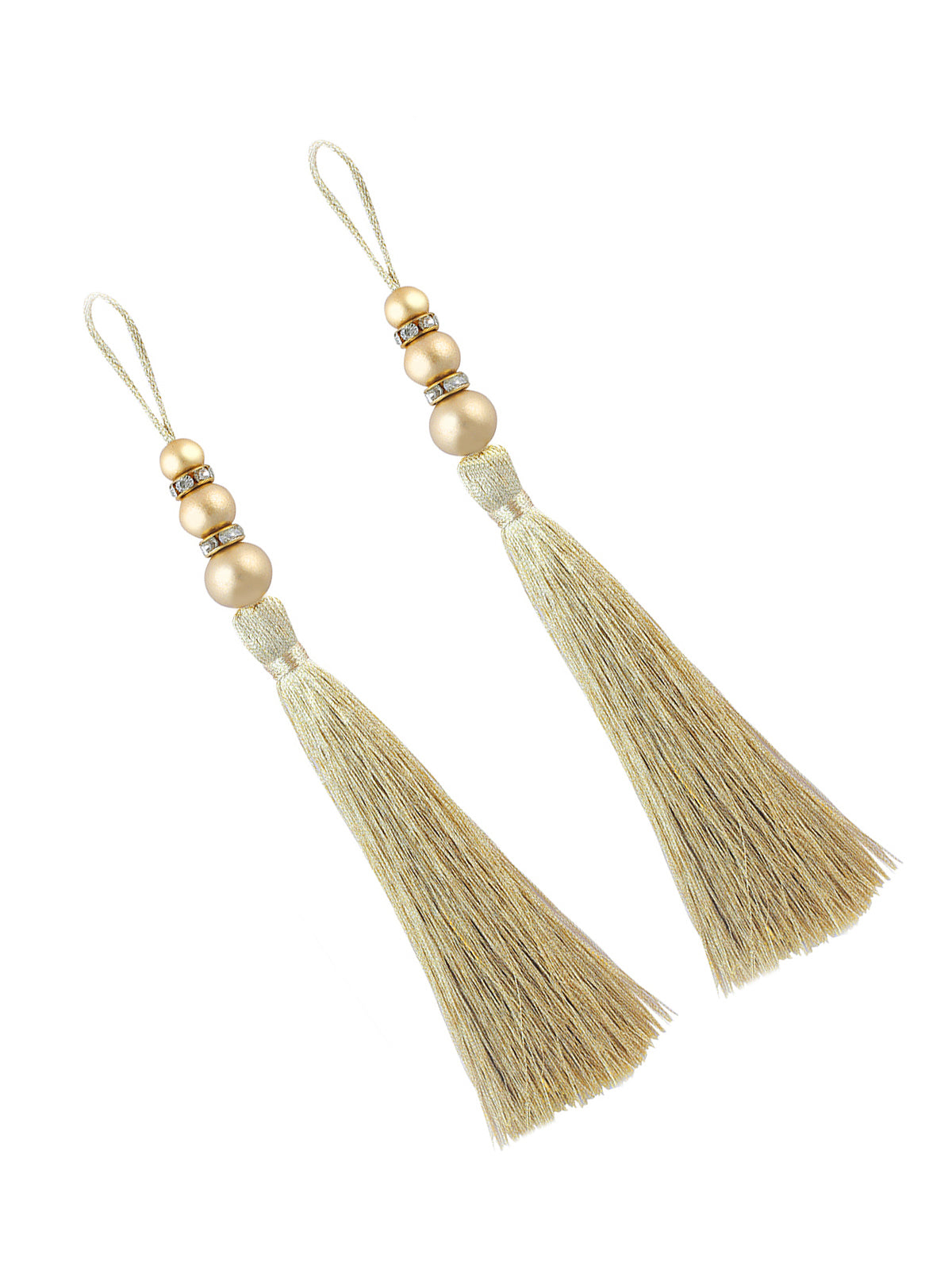 Pair of Diamond & Beads Decorative Thread Tassel