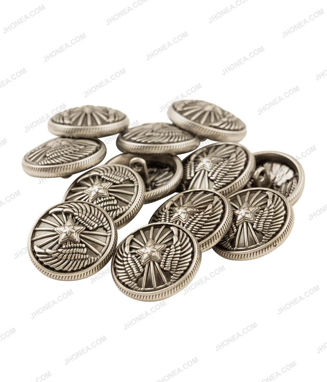 Premium Antique Vintage Winged Star Design Buttons for Jackets in Antique Silver Color