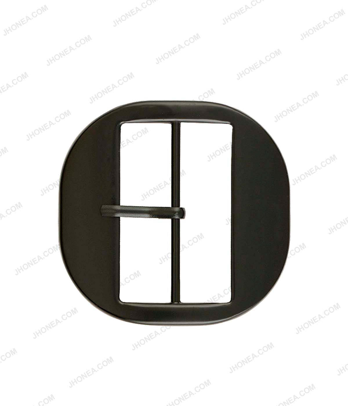 Matte Black Color Smooth Fancy Rounded Square Frame Belt Buckle with Prong