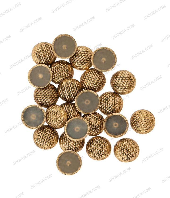 Small Round Antique Gold Checks Design Hotfix for Blazers