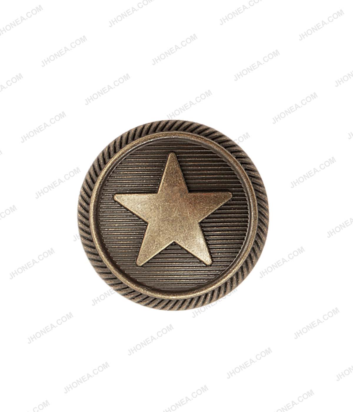 Antique Brass Star Design Metal Shank Buttons for Coats