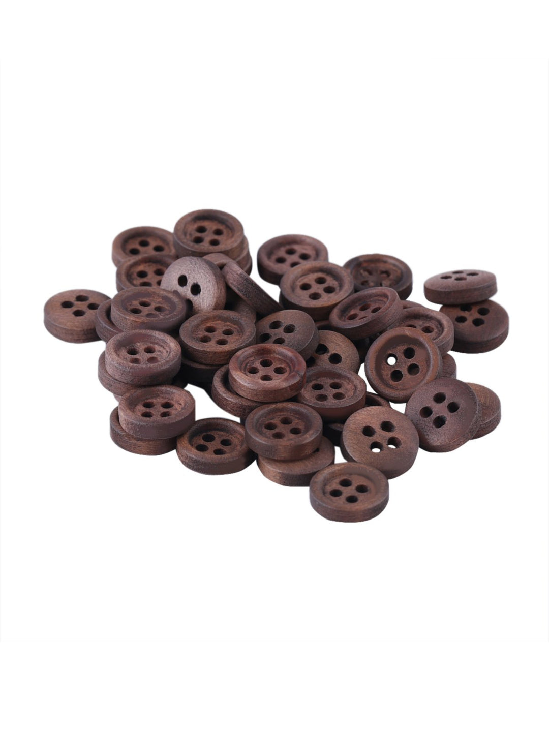 Rounded Rim 4-Hole Brown Wooden Button - Jhonea Accessories