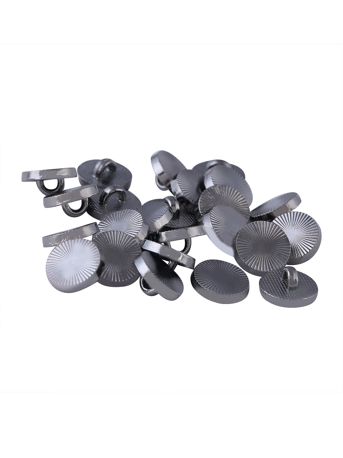 Round Shape with Engraved Lines Shank Metal Button in Black Nickel (Gunmetal) Color