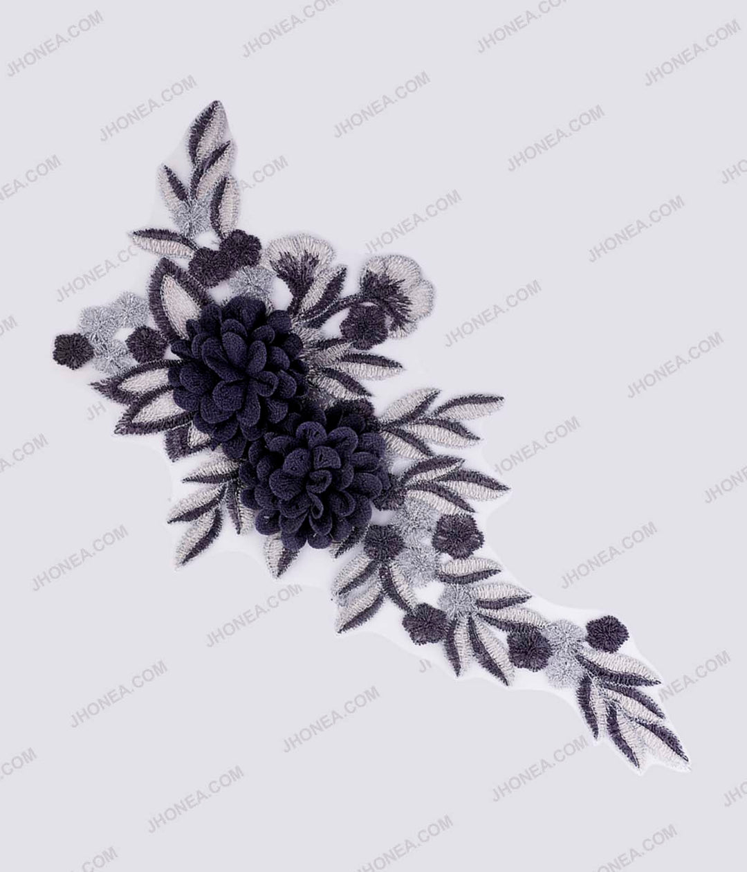 dress patch design Grey Shaded Fabric Flower Embroidery Patch for Kurtis JHONEA ACCESSORIES
