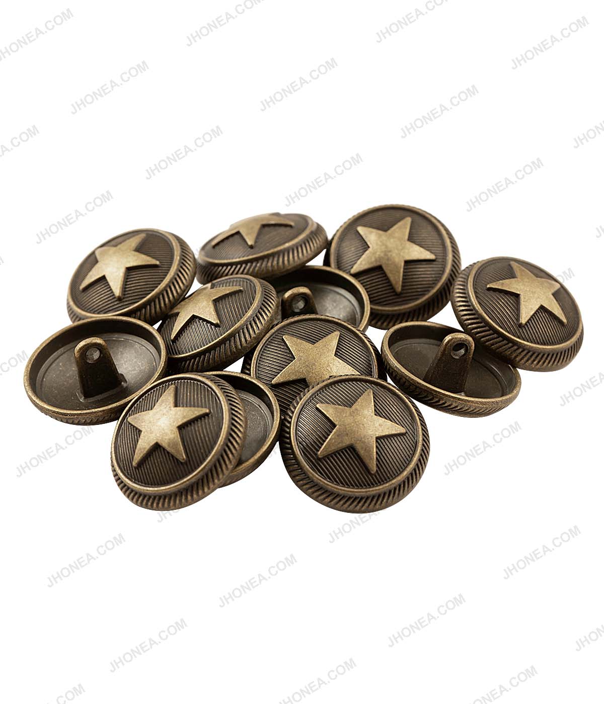 Antique Brass Star Design Metal Shank Buttons for Coats