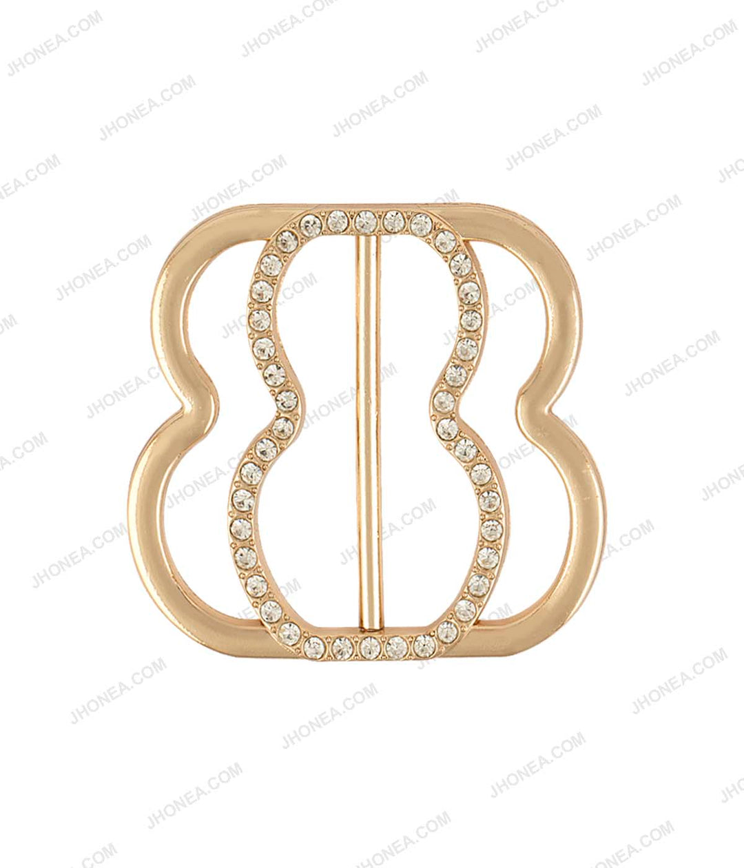 Sparkling Diamond Sliding Belt Buckle for Ladies in Shiny Gold Color