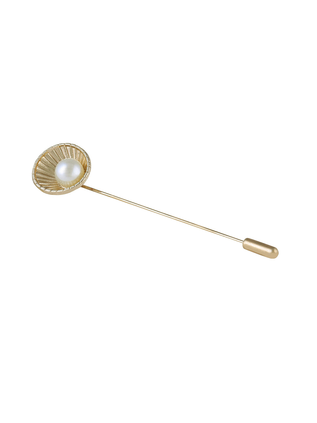 Beautiful Hollow Shell-Like Design with Pearl Lapel Pin