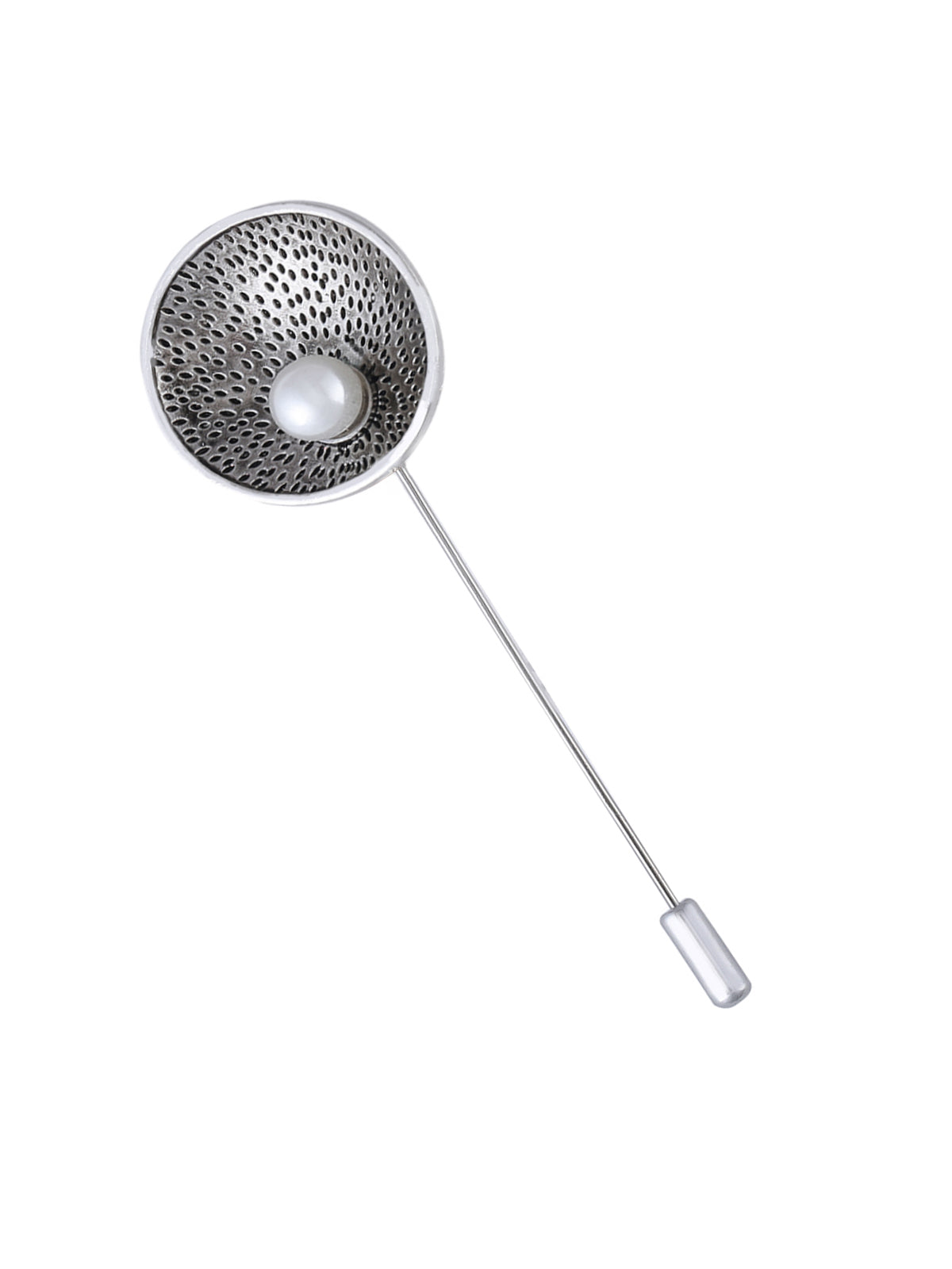 Attractive Dual Silver Tone with Pearl Coat Lapel Pin
