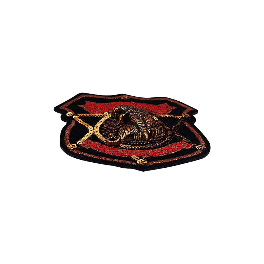 Sequins Badge Embroidery Patch with 3D Tiger for Blazers/Suits