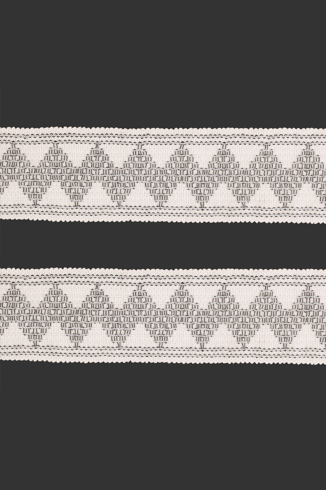 Wide Woven Patterned White Coloured Stretch Elastic