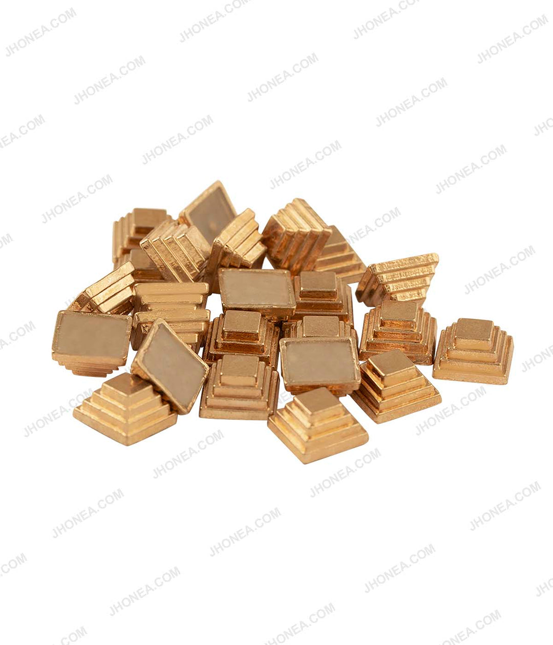 Western Style Square Shape Blocks Structure Studs in Golden Color for Suits